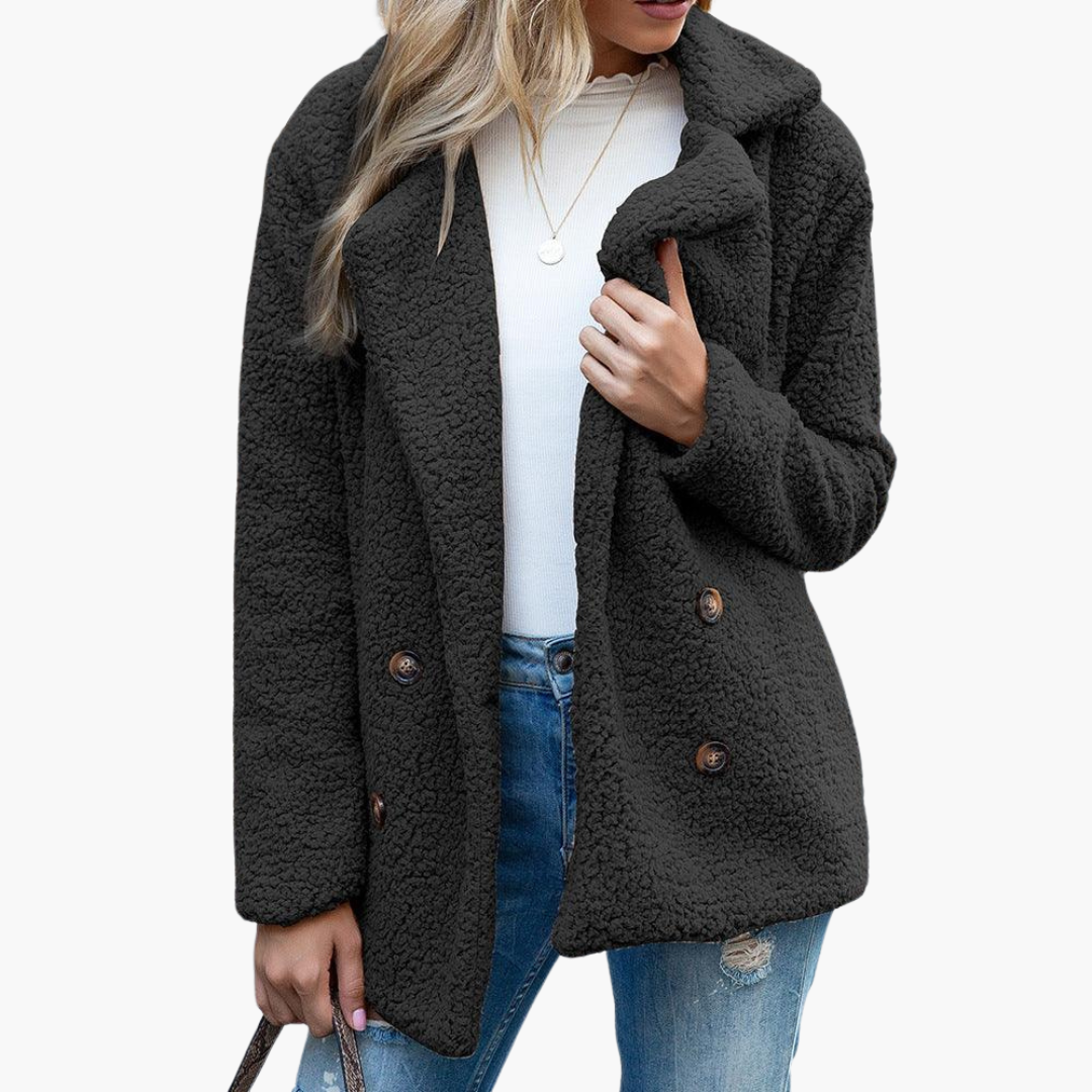 Marjolaine | Women's Faux Fur Lapel Collar Teddy Jacket