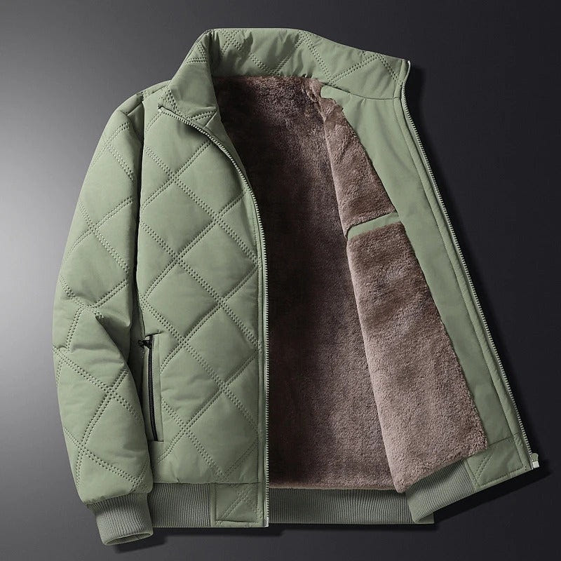 Boreas | Men's Diamond Quilted Fleece-Lined Stand Collar Winter Jacket
