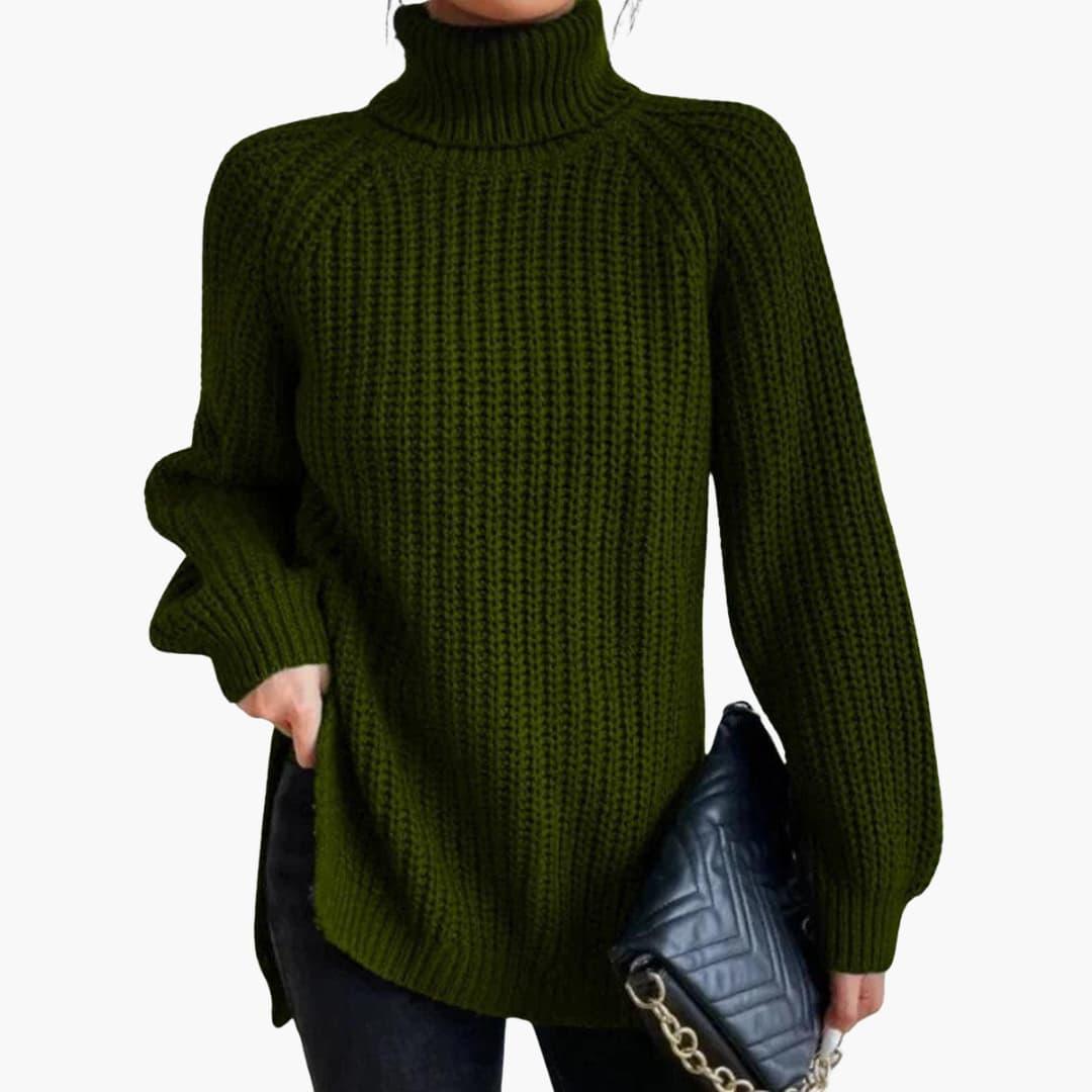 Jessamine | Women's Oversized Long Sleeve Turtleneck Chunky Knit Pullover Sweater