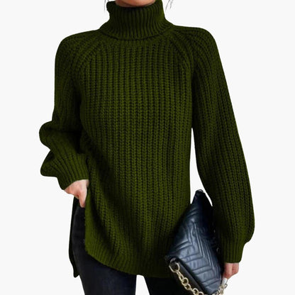 Jessamine | Women's Oversized Long Sleeve Turtleneck Chunky Knit Pullover Sweater