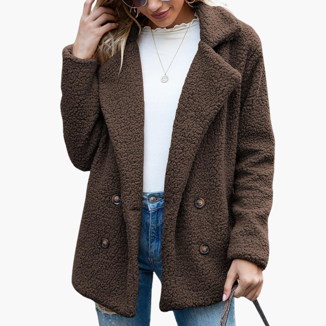 Marjolaine | Women's Faux Fur Lapel Collar Teddy Jacket