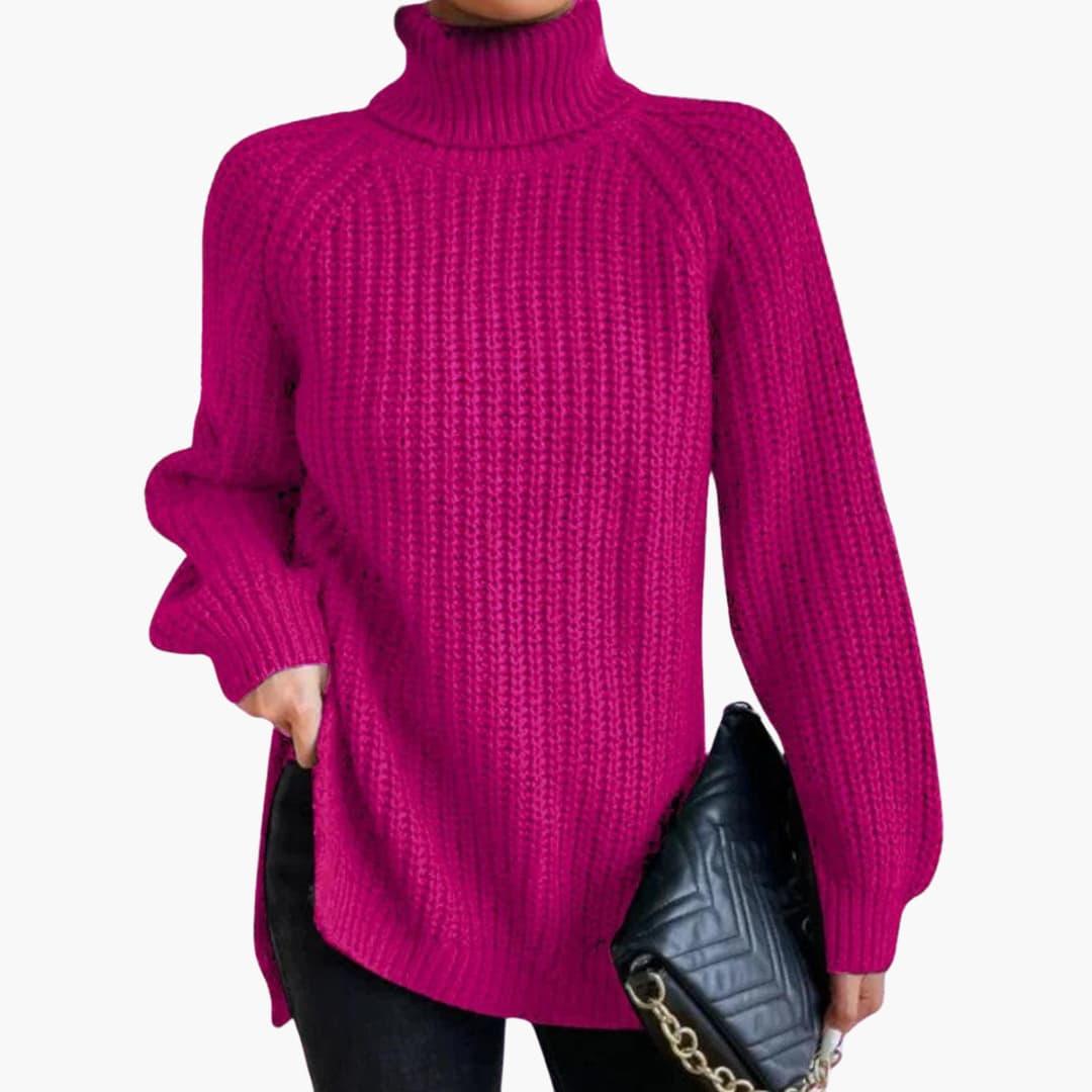 Jessamine | Women's Oversized Long Sleeve Turtleneck Chunky Knit Pullover Sweater