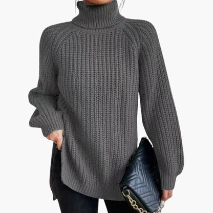 Jessamine | Women's Oversized Long Sleeve Turtleneck Chunky Knit Pullover Sweater
