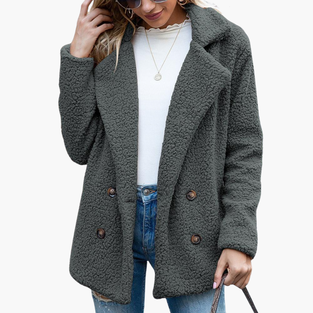Marjolaine | Women's Faux Fur Lapel Collar Teddy Jacket