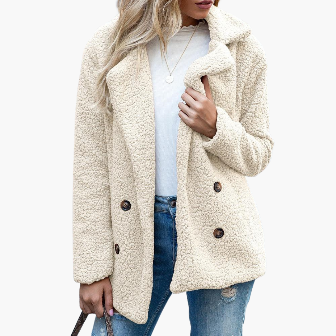 Marjolaine | Women's Faux Fur Lapel Collar Teddy Jacket