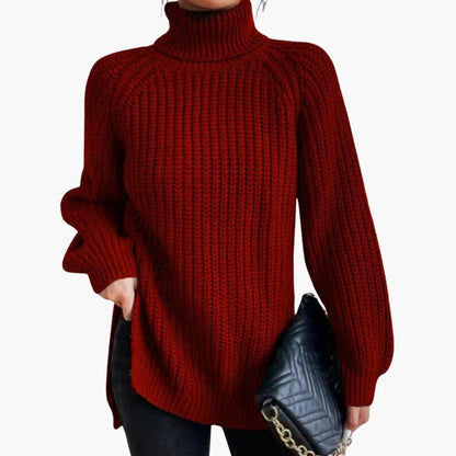 Jessamine | Women's Oversized Long Sleeve Turtleneck Chunky Knit Pullover Sweater