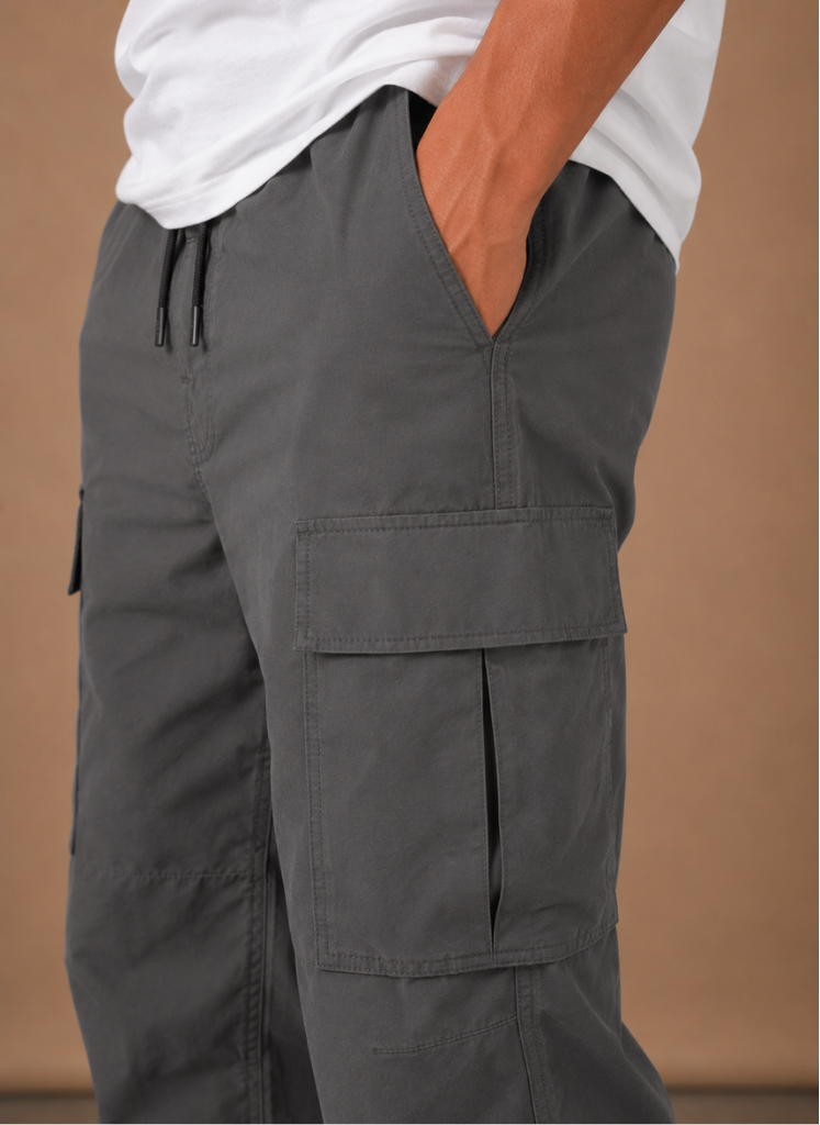 Garrick | Men's Elastic Drawstring Waist Straight Leg Cargo Pants