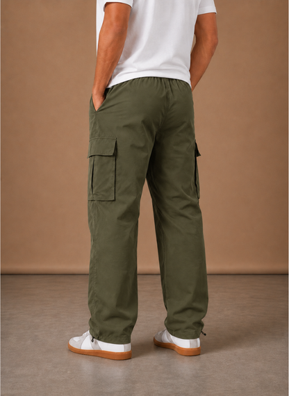 Garrick | Men's Elastic Drawstring Waist Straight Leg Cargo Pants