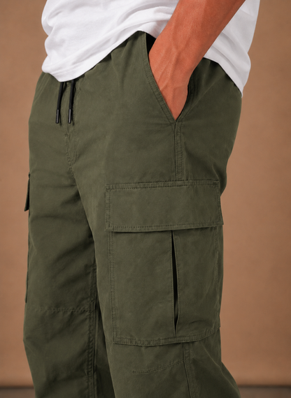 Garrick | Men's Elastic Drawstring Waist Straight Leg Cargo Pants