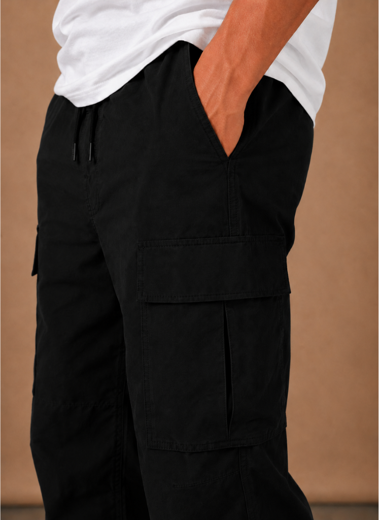 Garrick | Men's Elastic Drawstring Waist Straight Leg Cargo Pants