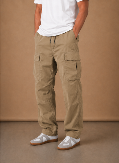 Garrick | Men's Elastic Drawstring Waist Straight Leg Cargo Pants