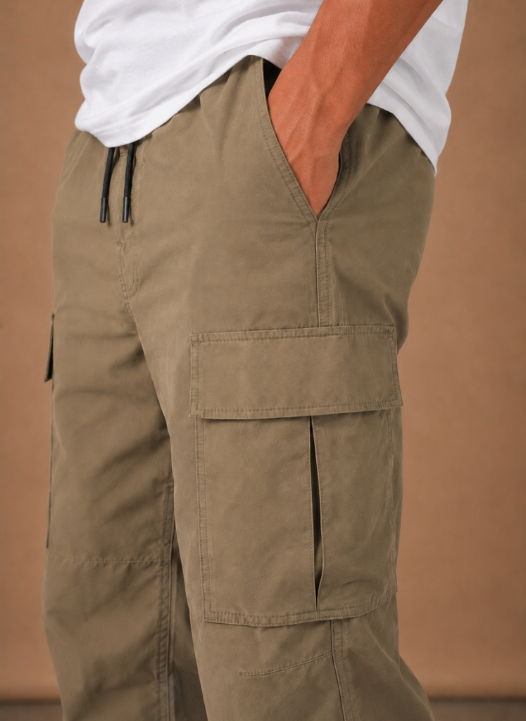 Garrick | Men's Elastic Drawstring Waist Straight Leg Cargo Pants