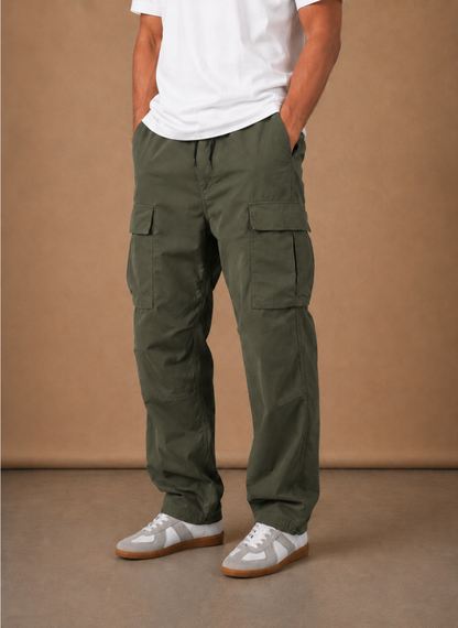 Garrick | Men's Elastic Drawstring Waist Straight Leg Cargo Pants