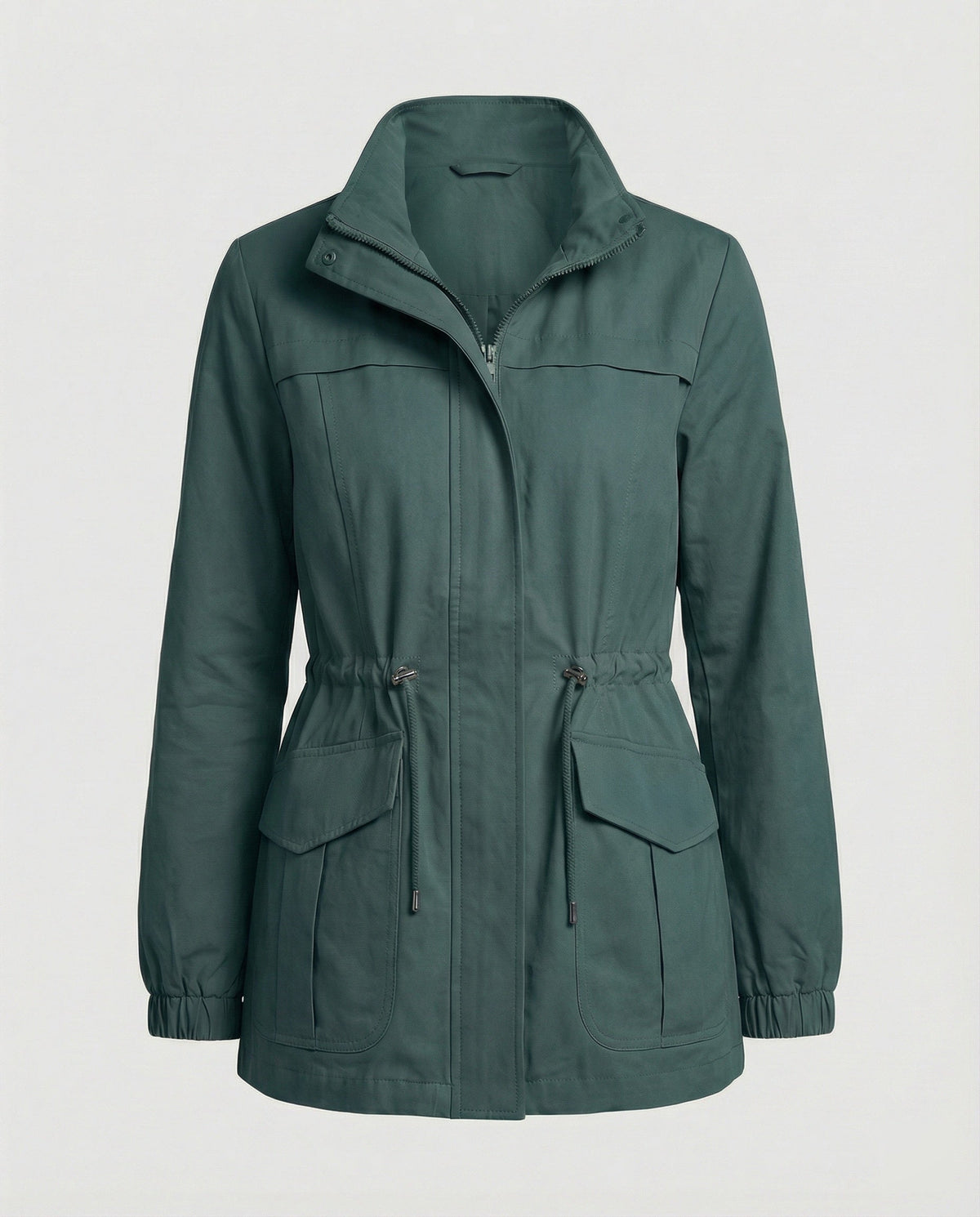 Leona | Women's Lightweight Military Cinched Waist Stand Collar Fall Utility Jacket