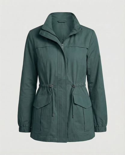 Leona | Women's Lightweight Military Cinched Waist Stand Collar Fall Utility Jacket