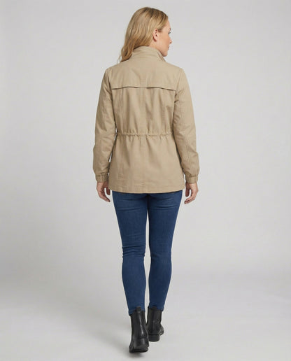 Leona | Women's Lightweight Military Cinched Waist Stand Collar Fall Utility Jacket
