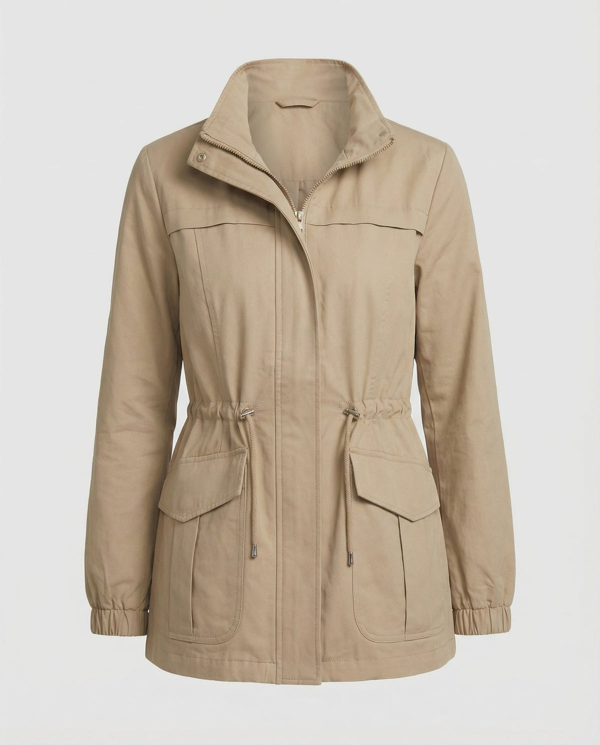 Leona | Women's Lightweight Military Cinched Waist Stand Collar Fall Utility Jacket