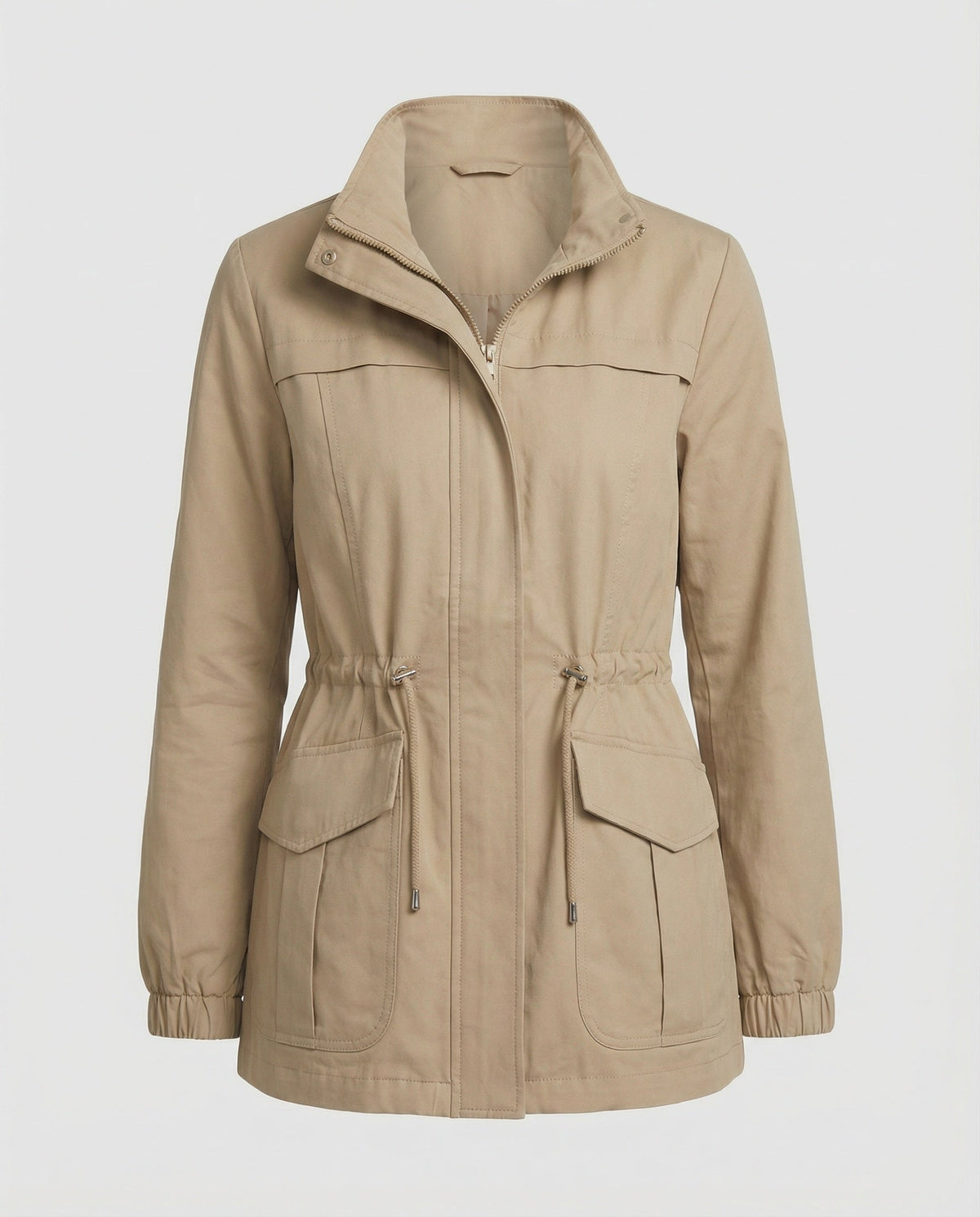 Leona | Women's Lightweight Military Cinched Waist Stand Collar Fall Utility Jacket