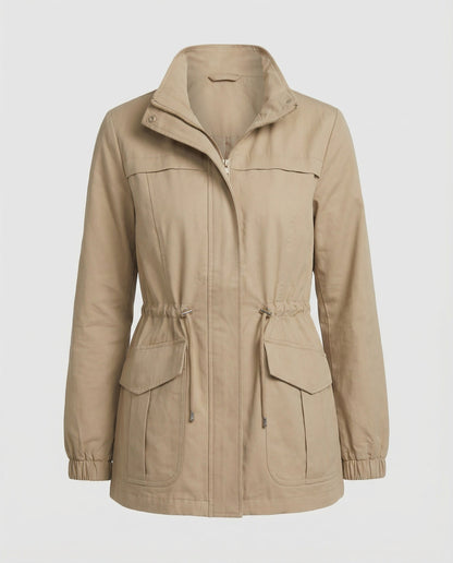 Leona | Women's Lightweight Military Cinched Waist Stand Collar Fall Utility Jacket