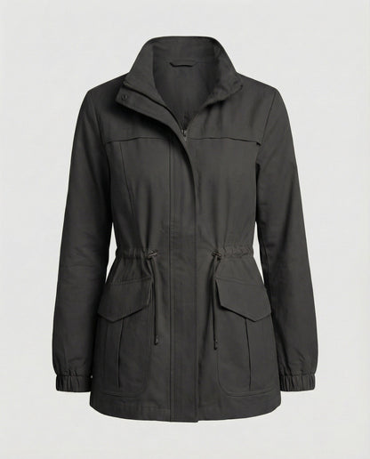 Leona | Women's Lightweight Military Cinched Waist Stand Collar Fall Utility Jacket