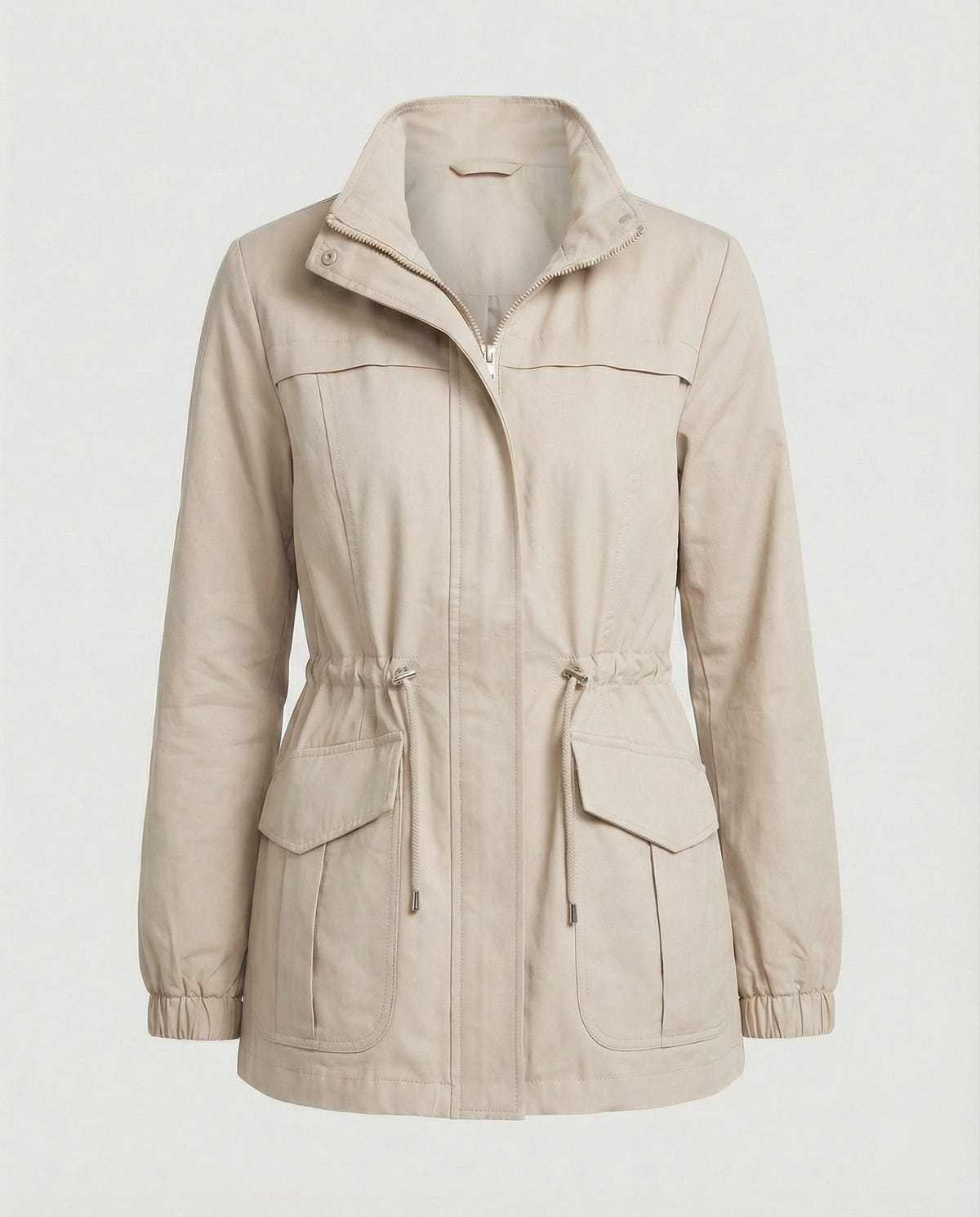 Leona | Women's Lightweight Military Cinched Waist Stand Collar Fall Utility Jacket