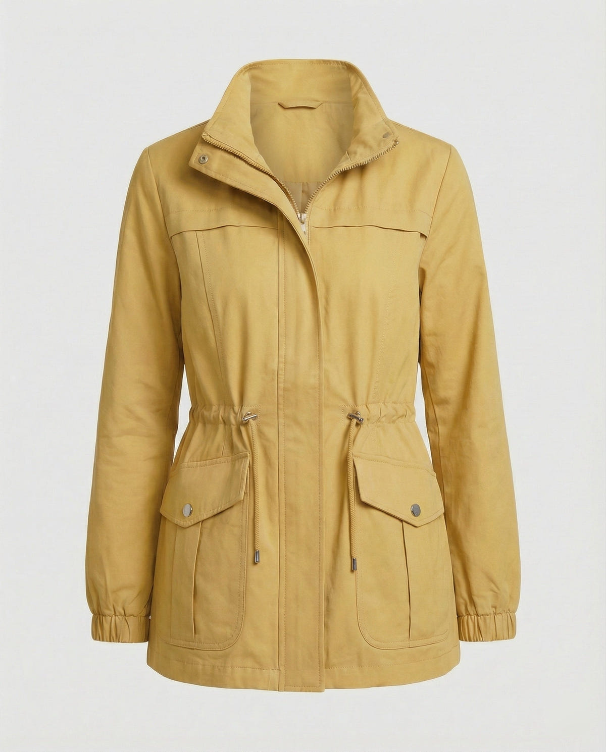 Leona | Women's Lightweight Military Cinched Waist Stand Collar Fall Utility Jacket