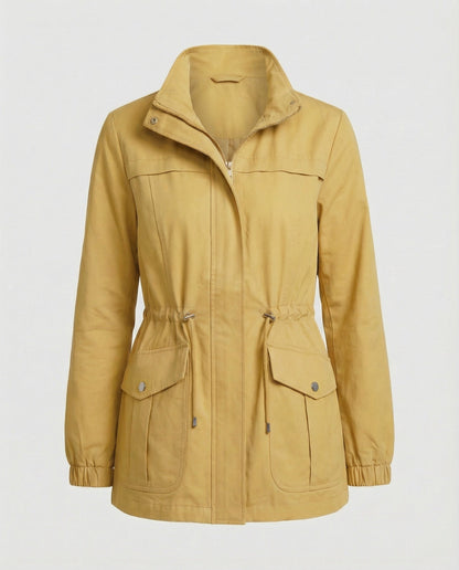 Leona | Women's Lightweight Military Cinched Waist Stand Collar Fall Utility Jacket
