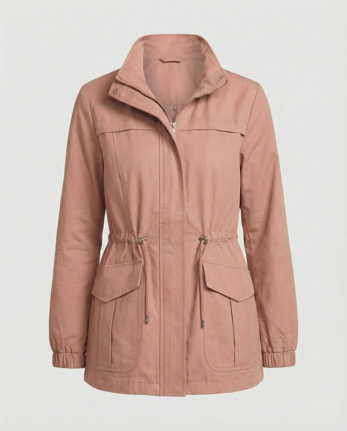 Leona | Women's Lightweight Military Cinched Waist Stand Collar Fall Utility Jacket