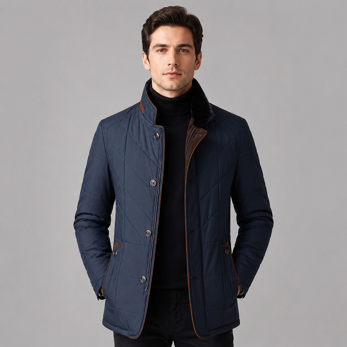 Cedric | Men's Stand Collar Zip Up Quilted Winter Jacket
