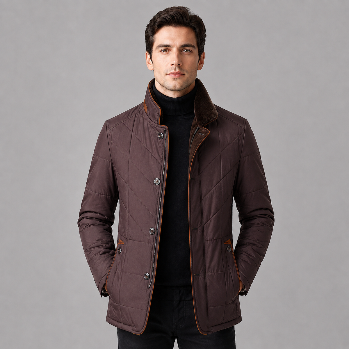 Cedric | Men's Stand Collar Zip Up Quilted Winter Jacket