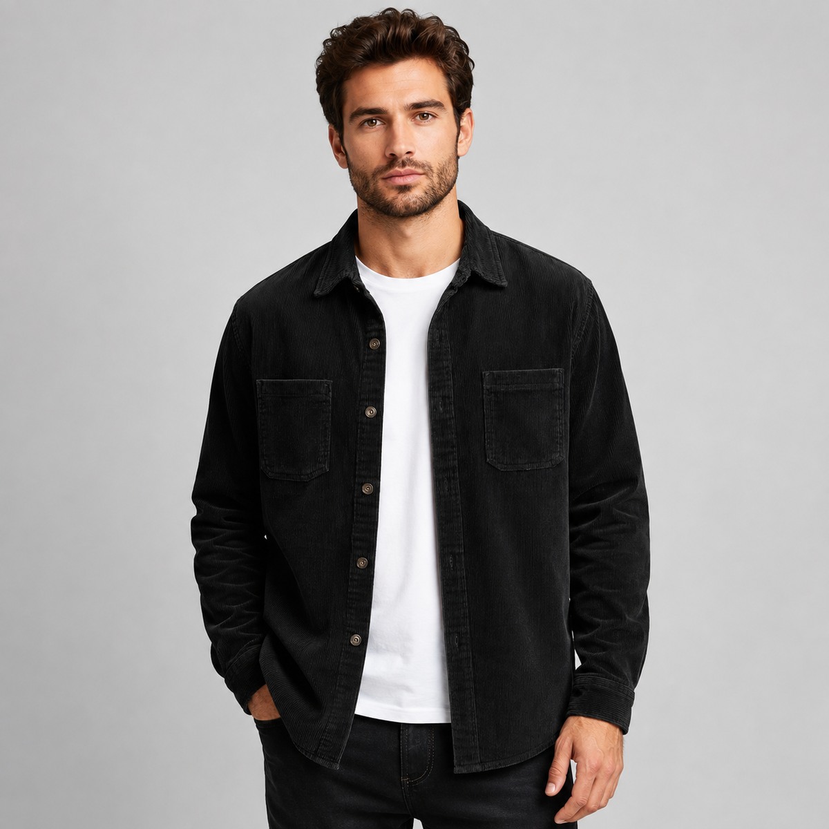 Beckett | Men's Corduroy Button Down Collar Shacket
