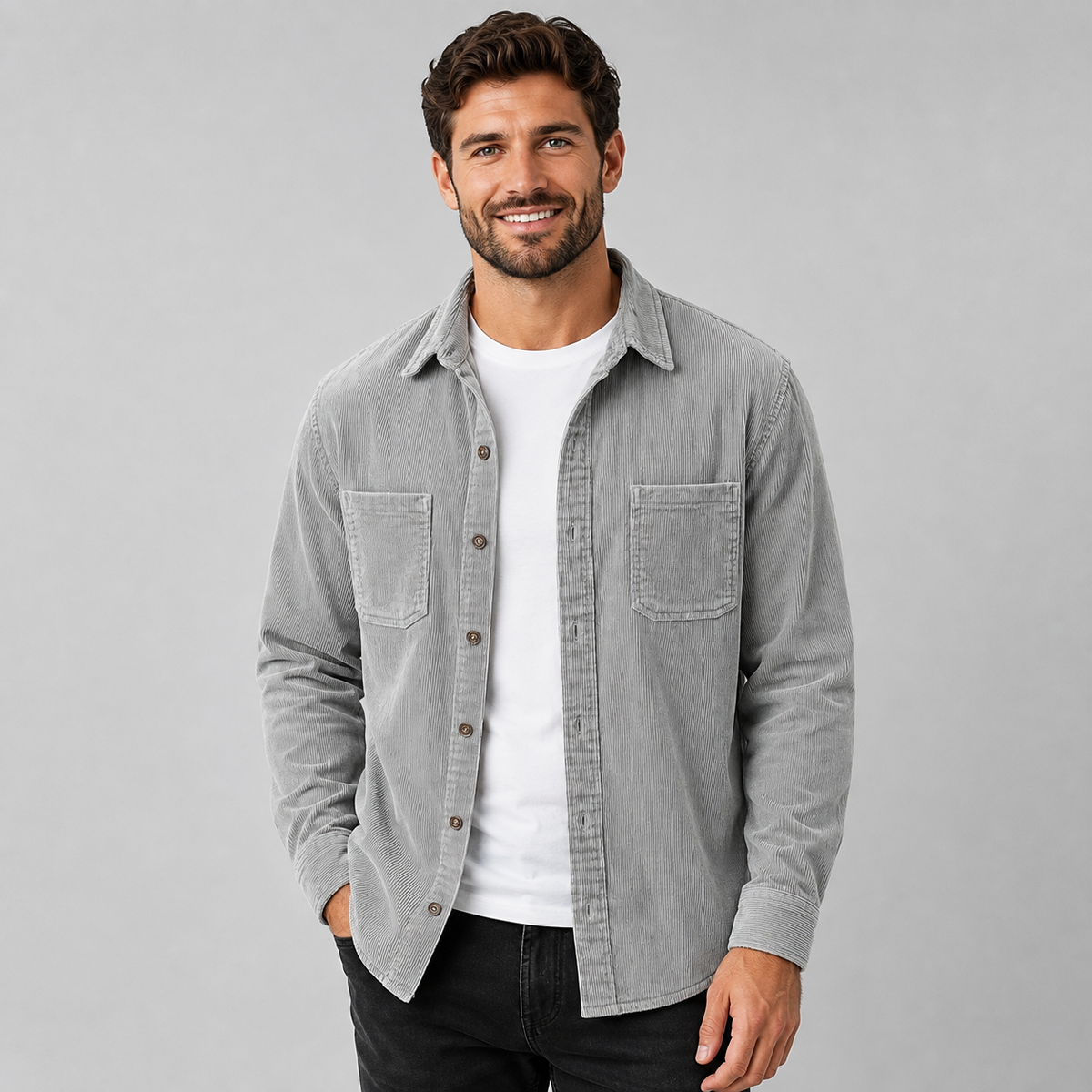 Beckett | Men's Corduroy Button Down Collar Shacket