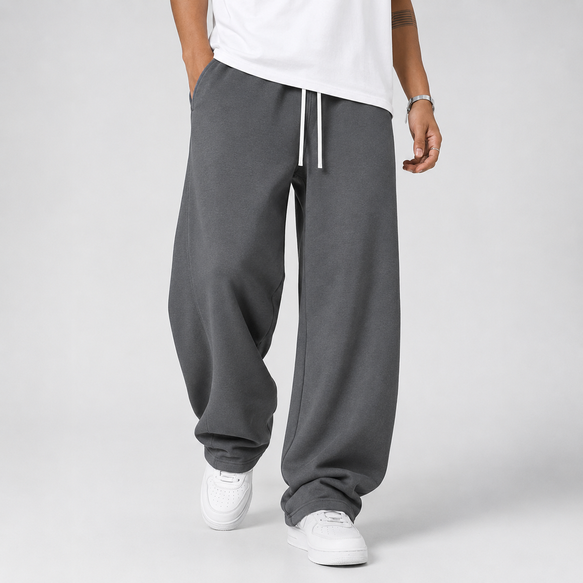 Rowan | Men's Baggy Straight Leg Elastic Waist Athleisure Lounge Pants