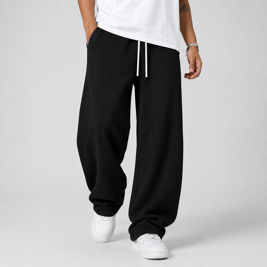 Rowan | Men's Baggy Straight Leg Elastic Waist Athleisure Lounge Pants