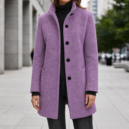 Beatriz | Women's Stand Collar Single Breasted Wool Blend Car Coat