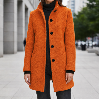 Beatriz | Women's Stand Collar Single Breasted Wool Blend Car Coat