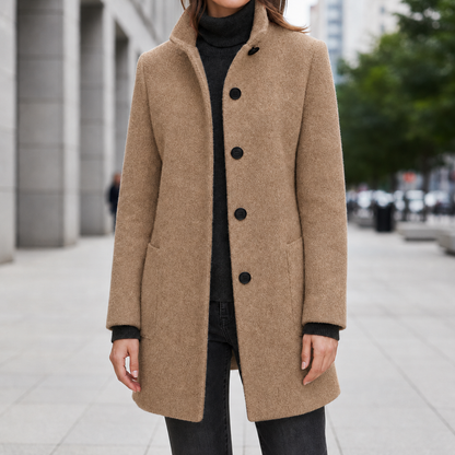 Beatriz | Women's Stand Collar Single Breasted Wool Blend Car Coat