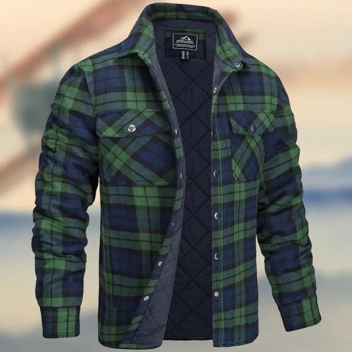 Everett | Men's Casual Fall Quilted Lining Check Flannel Shacket