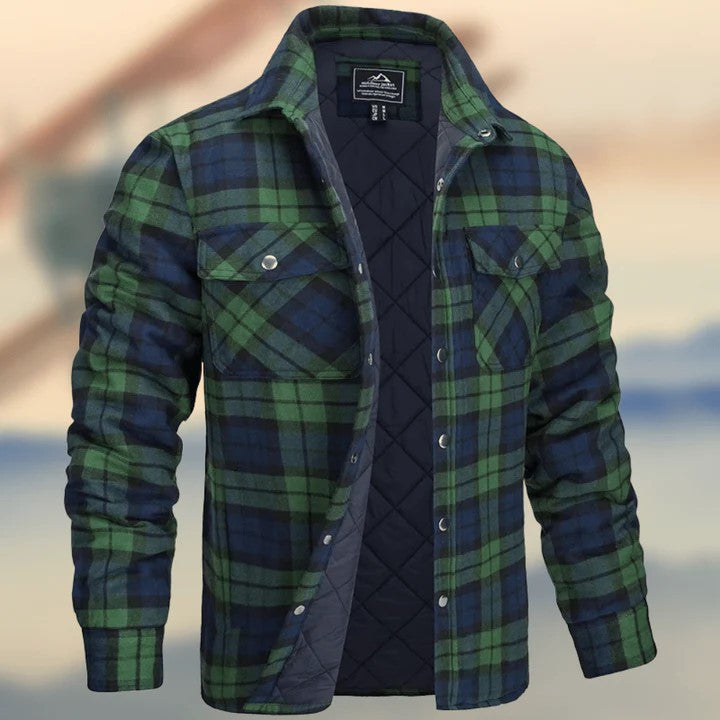 Everett | Men's Casual Fall Quilted Lining Check Flannel Shacket