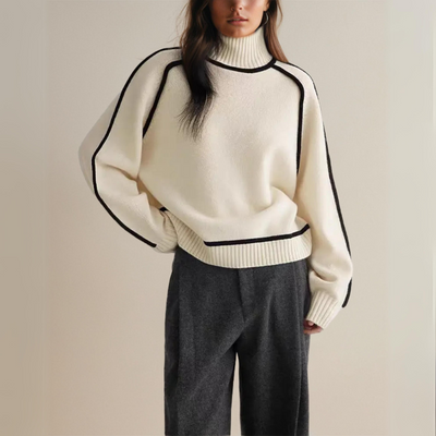 Empress | Relaxed Fit Turtleneck Striped Sweater