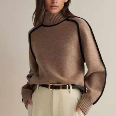 Empress | Relaxed Fit Turtleneck Striped Sweater
