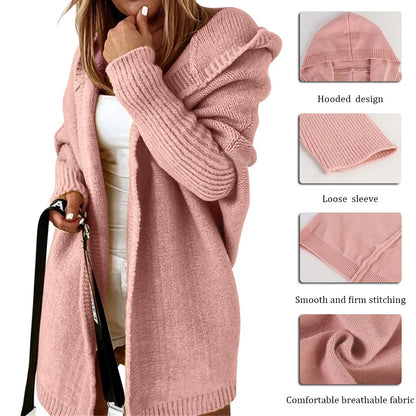Maeve | Women's Oversized Hooded Long Knit Cardigan Sweater