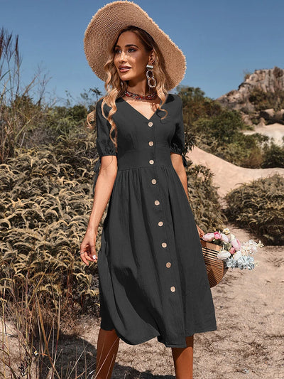Beth | Midi Dress with Buttons