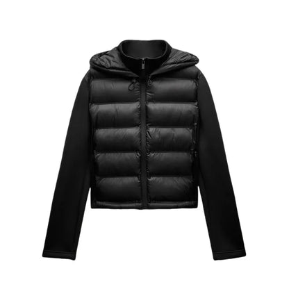 Beverly | Women's Lightweight Hooded Quilted Black Cropped Puffer Jacket