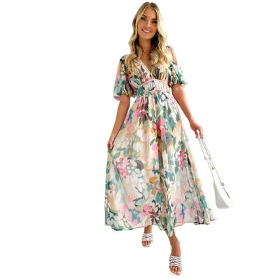 Cathy | Printed Puff Sleeve Dress