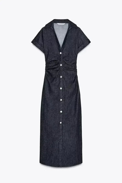 Charlene | Denim V-Neck Maxi Dress