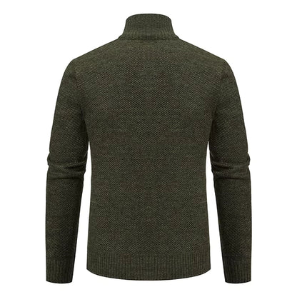 Anders | Men's Full-Zip Mock Neck Textured Knit Cardigan Sweater
