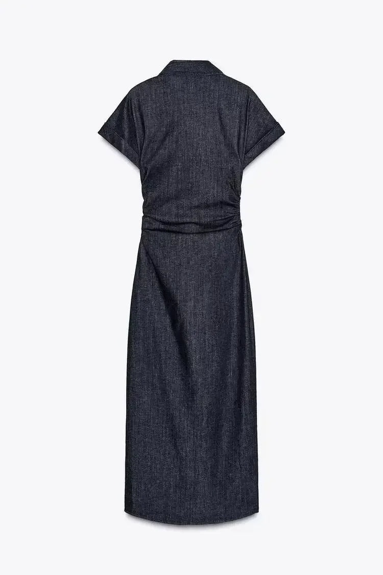 Charlene | Denim V-Neck Maxi Dress