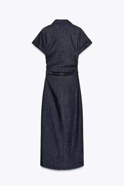 Charlene | Denim V-Neck Maxi Dress