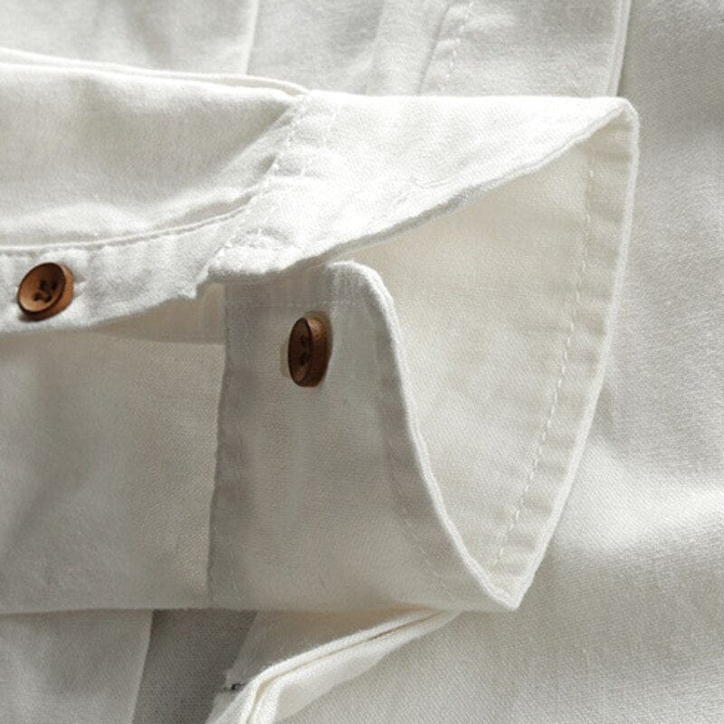 Hiroshi | Men's Japanese-Style Band Collar Roll-Tab Sleeve Button Down Shirt